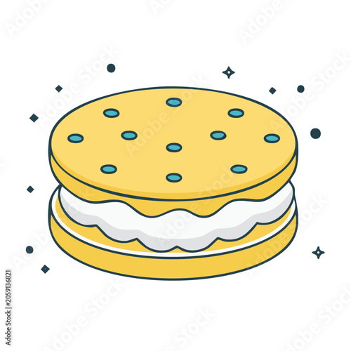 Flat Design Custard Cream Biscuit Illustration