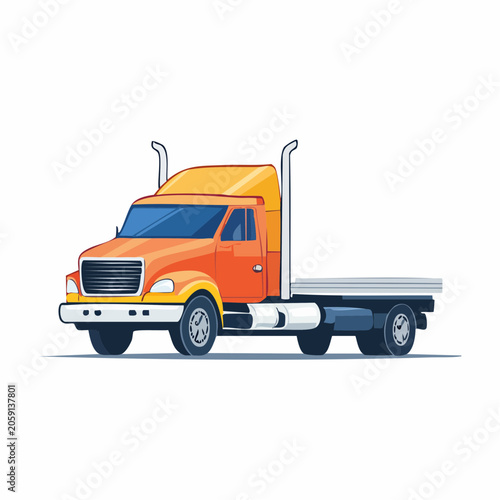 Illustration of a Flatbed Semi-Truck