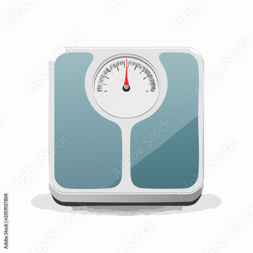 Illustration of a bathroom scale with a dial indicator