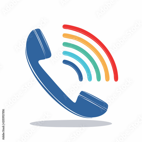 Phone receiver with colorful signal waves