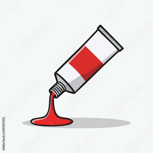 Red Paint Tube Dripping Liquid