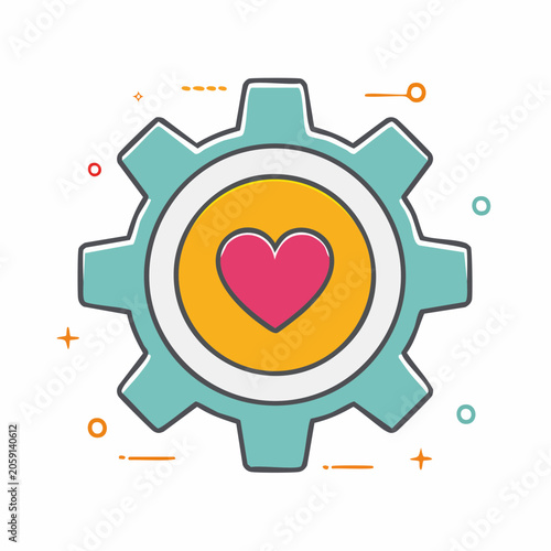Heart inside a Gear Icon