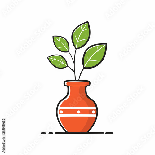 Illustration of a plant in a decorative vase