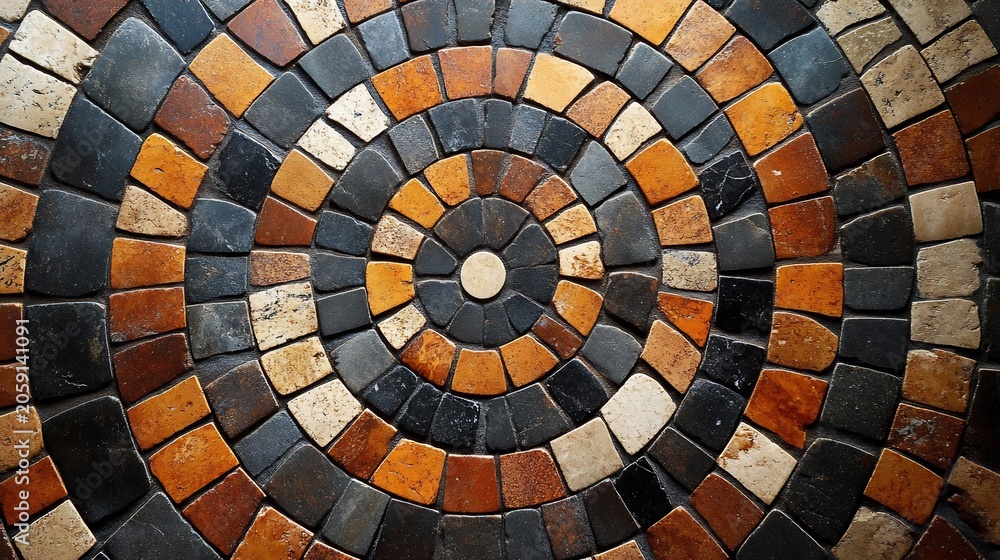 Naklejka premium Mosaic Tile Artwork in Earthy Tones