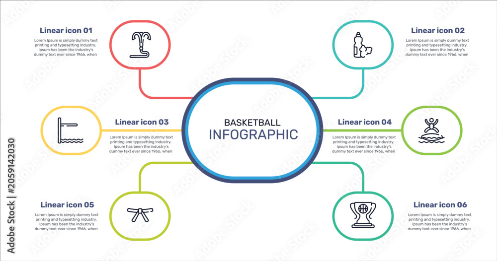 Εκτύπωση καμβά basketball outline icon set featuring grappling hook, food and drink, blobbing, black belt icons