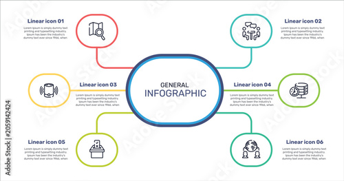 Cuadro en lienzo general outline icon set featuring map search, job interview, real time data, referendum icons
