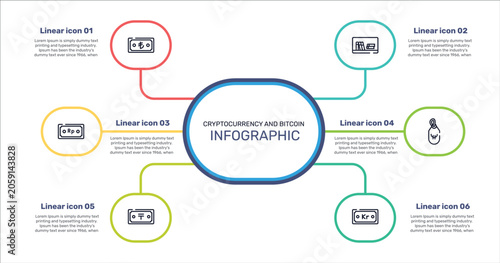 Bild auf Leinwand cryptocurrency and bitcoin outline icon set featuring low performance, basic needs, influencer, jigsaws icons
