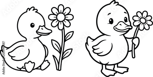 Obraz na plátne hand drawn duck illustration for kids coloring page