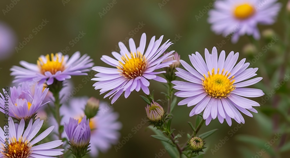 Obraz premium Vibrant purple aster flowers in bloom nature's beauty