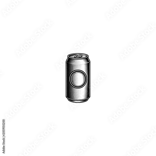 Metallic aluminum soda can vector illustration, realistic silver beverage tin with blank label, chrome drink container icon for packaging design