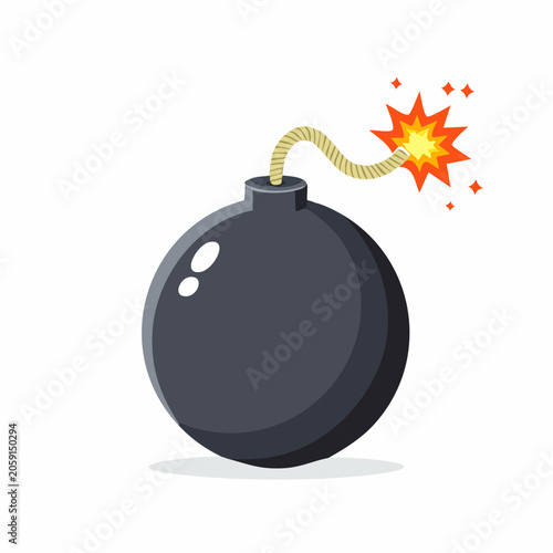 Cartoon Bomb with Lit Fuse