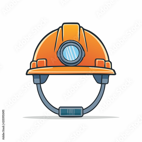 Orange Miner's Helmet with Headlamp