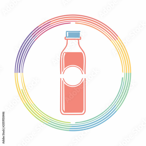 Stylized Bottle with Rainbow Circle