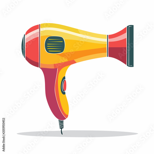 Stylized Illustration of a Colorful Hair Dryer