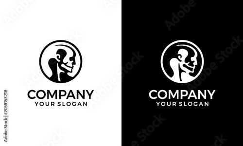 human head and skull logo