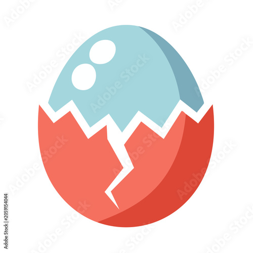Cracked Egg Icon with Yolk in Flat Design