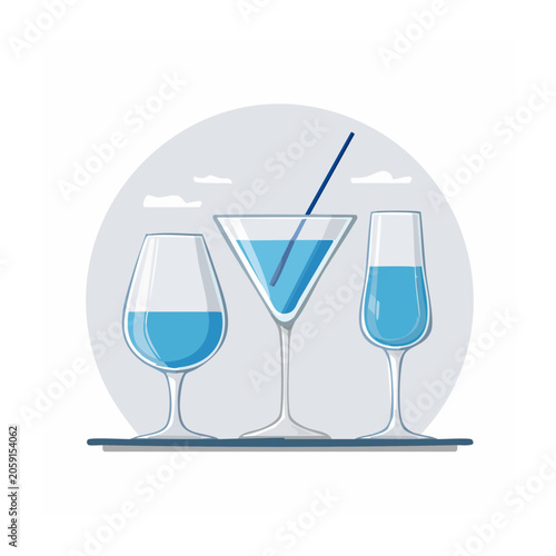 Flat design illustration of cocktail glasses