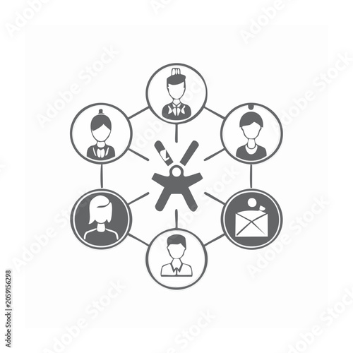Flat design network diagram with people icons