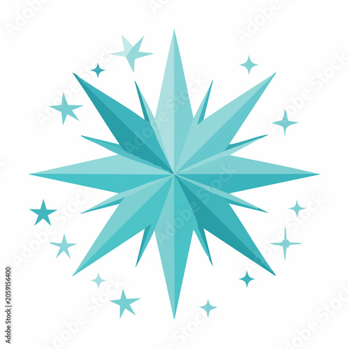 Sparkling Blue Starburst with Smaller Stars