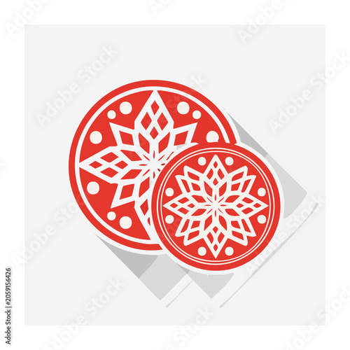Red and White Snowflake Pattern Illustration