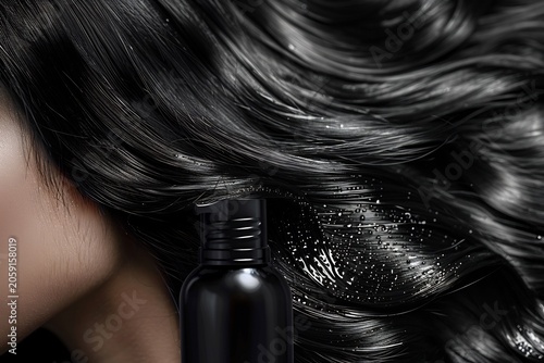 Black Hair Care Product Bottle Close-up