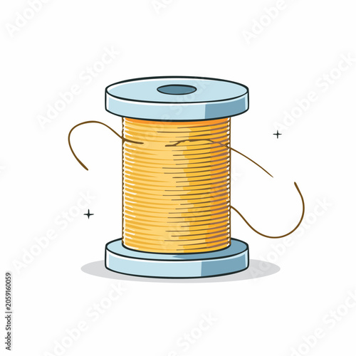 Spool of Yellow Thread with Needle