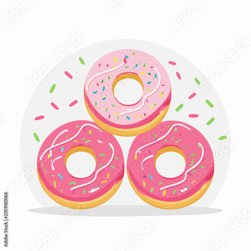 Three Pink Frosted Donuts with Sprinkles