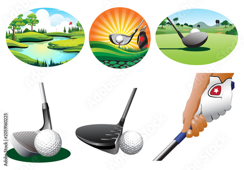 Golfing Elements and Scenes Collection