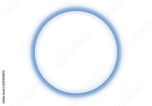 Blue Neon Glowing Circle Frame Isolated on Transparent Background

