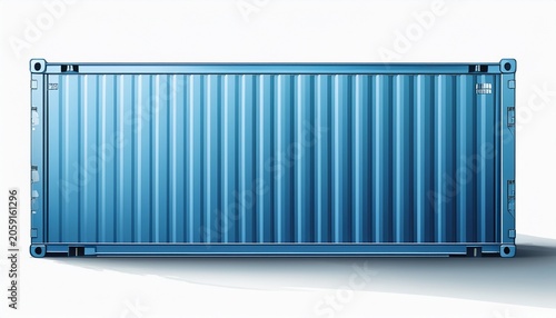 light blue shipping container cut out white background generative ai
