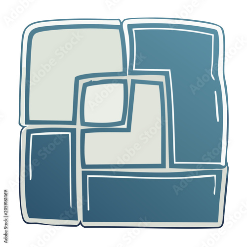 Abstract blue puzzle pieces illustration