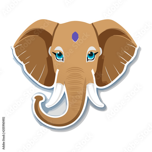 Cartoon elephant head with tusks and large ears