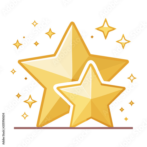 Golden stars with sparkles illustration