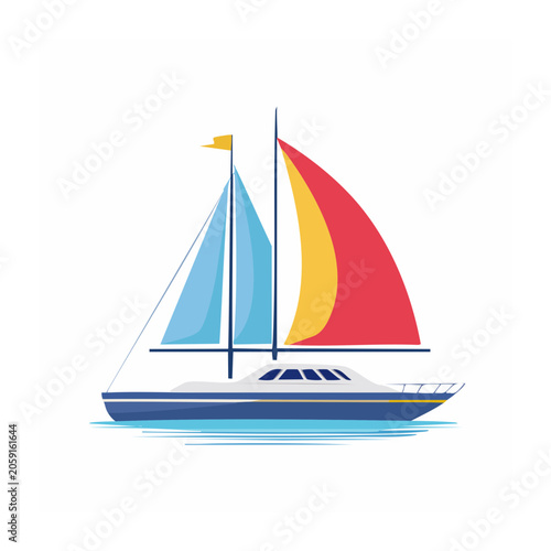 Flat design sailboat illustration on white background