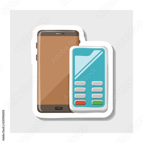 Smartphone and Card Reader Flat Design Illustration