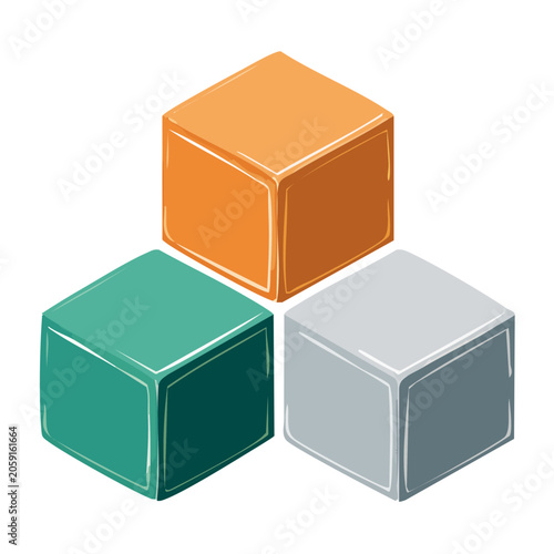 Stacked Colorful Cubes Flat Design Illustration