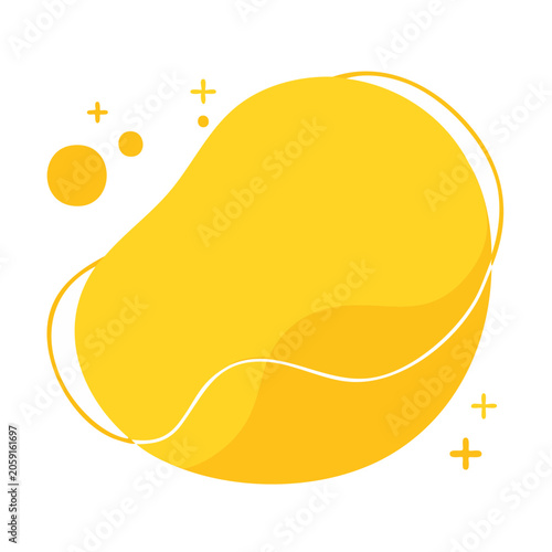 Yellow abstract blob icon with plus signs