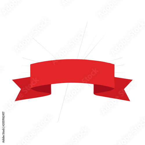 Red Ribbon Banner with Light Rays