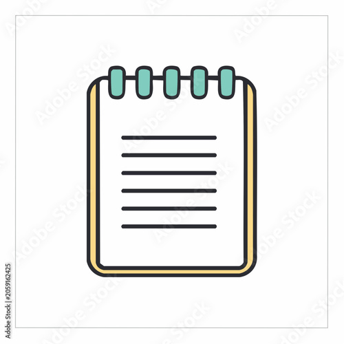 Simple Illustration of a Spiral Notebook with Lined Paper