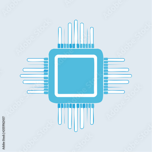 Stylized Blue Microchip Icon