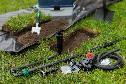 Automatic Lawn Watering System Installation Tools and Equipment