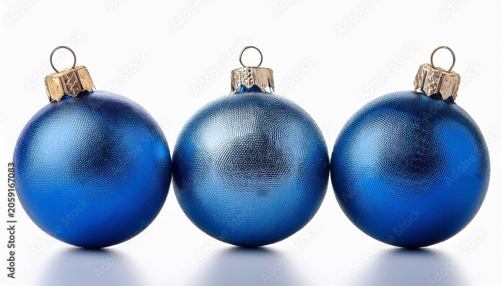 Obraz premium Perfect Blue Christmas Balls Isolated On White