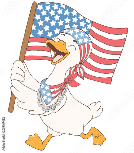 250th Anniversary USA Flag, Silly Goose on 4th of July, happy independence day.