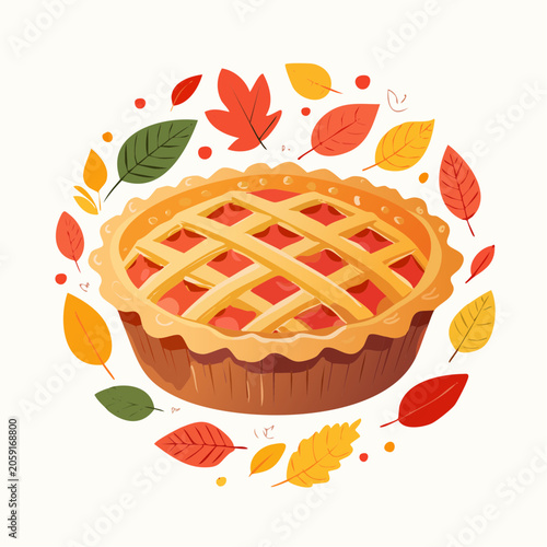 Autumn Pie with Falling Leaves