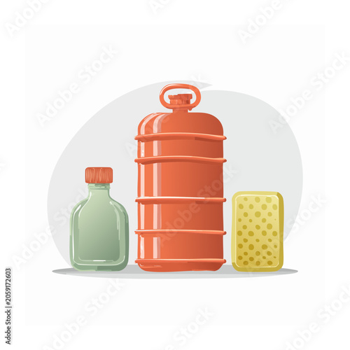 Flat design illustration of cleaning supplies