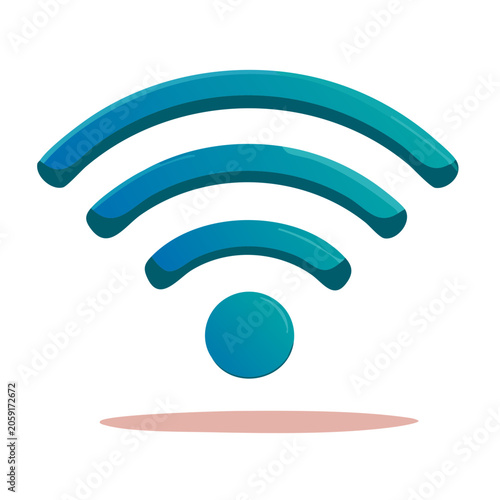 Flat design wifi icon with teal and blue signal waves