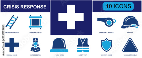 Schilderij op canvas Emergency crisis response icon set