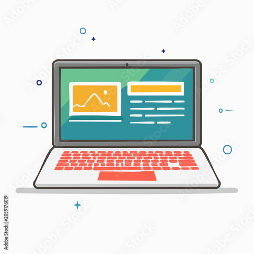 Illustration of a Laptop Displaying a Web Page