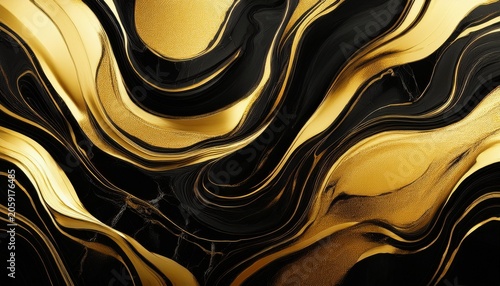Elegant Black Gold Swirling Marble Texture Background Wallpaper