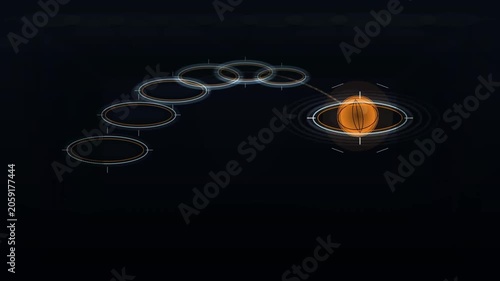 Abstract Basketball Energy Rings With Glowing Ball Motion